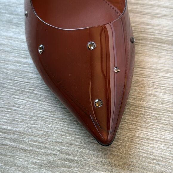 Katy Perry Damen Golden Studded Transparent Pointed Toe Pumps Size 8.5 - Picture 9 of 11